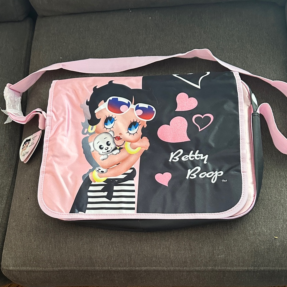 Betty Boop Pink and Black Messenger Bag